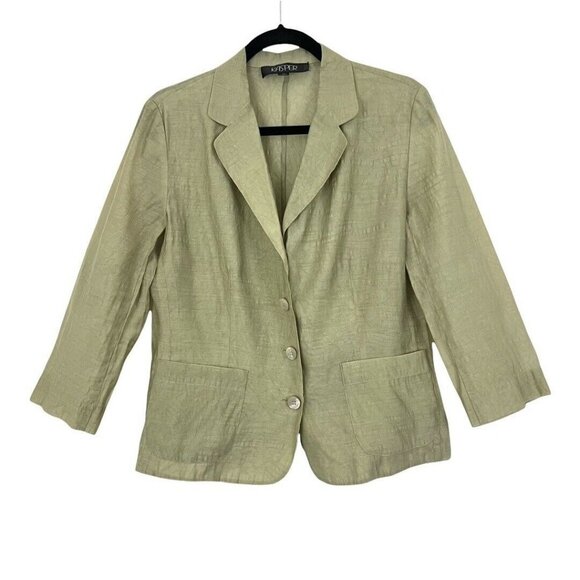 Kasper Womens Size 10 Green Semi Sheer Geometric Print Jacket - Picture 1 of 4